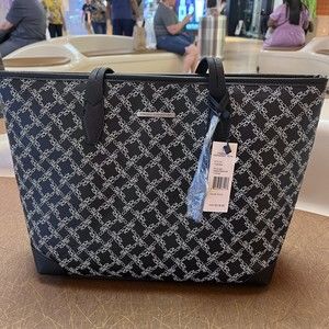French Connection Chantal Monogram Tote Bag Black NWT